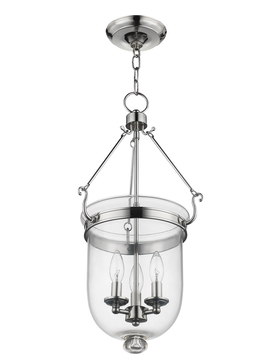 Livex 506435 Jefferson 3 Light 12 inch Polished Nickel Pendant Ceiling