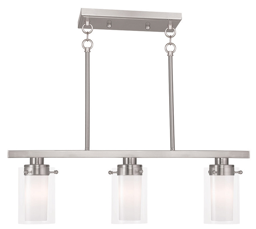 Livex Lighting 50674-91 Manhattan 3 Light 14 inch Brushed Nickel Chandelier Ceiling Light