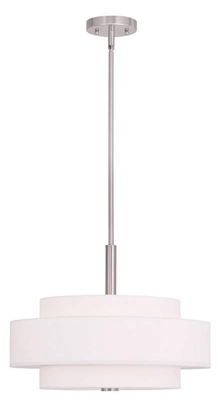 Livex Lighting 50874-91 Meridian 4 Light 18 inch Brushed Nickel Pendant Chandelier Ceiling Light