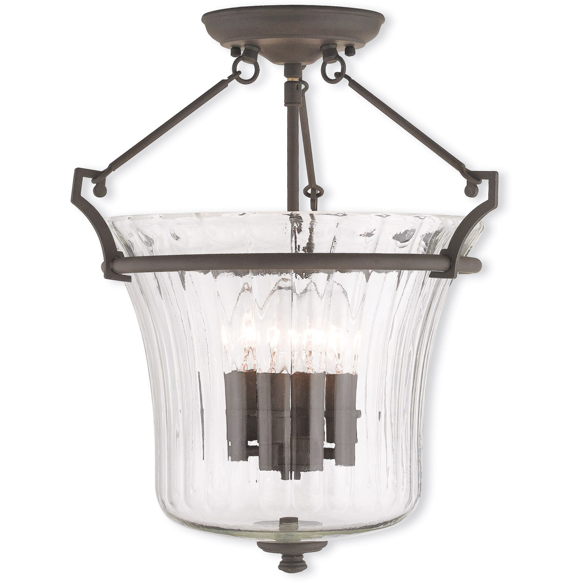 Livex Lighting 50925-07 Cortland 4 Light 16 inch Bronze Semi-Flush Mount Ceiling Light