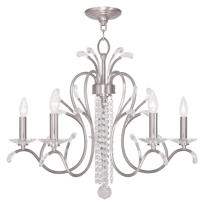 Livex Lighting 51005-91 Serafina 5 Light 26 inch Brushed Nickel Chandelier Ceiling Light
