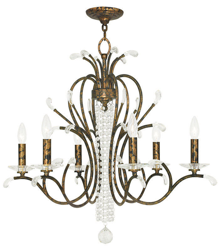 Livex Lighting 51006-71 Serafina 6 Light 28 inch Hand Applied Venetian Golden Bronze Chandelier Ceiling Light