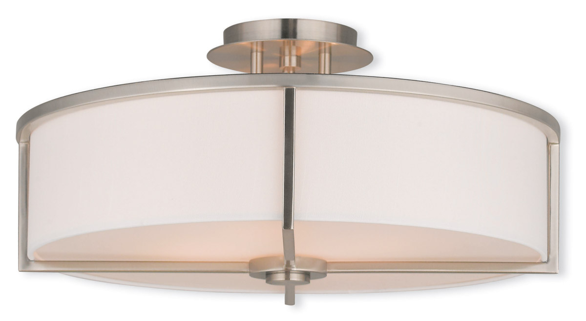 Livex Lighting 51075-91 Wesley 4 Light 19 inch Brushed Nickel Semi-Flush Mount Ceiling Light