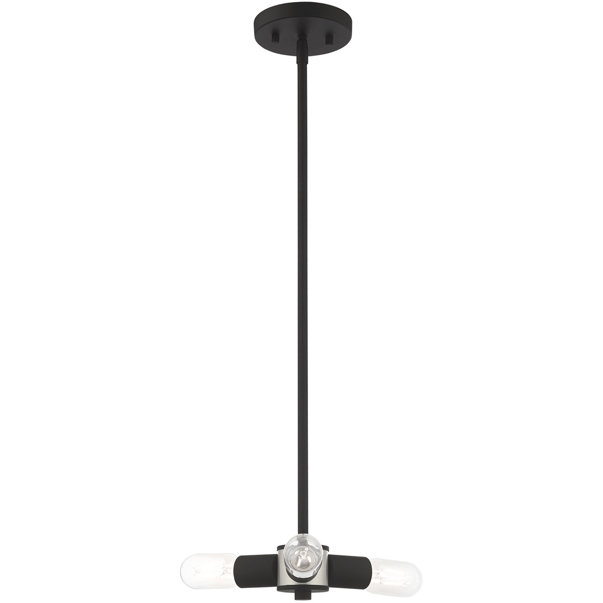 Livex Lighting 51133-04 Copenhagen 3 Light 6.88 inch Black with Brushed Nickel Accents Mini Chandelier Ceiling Light