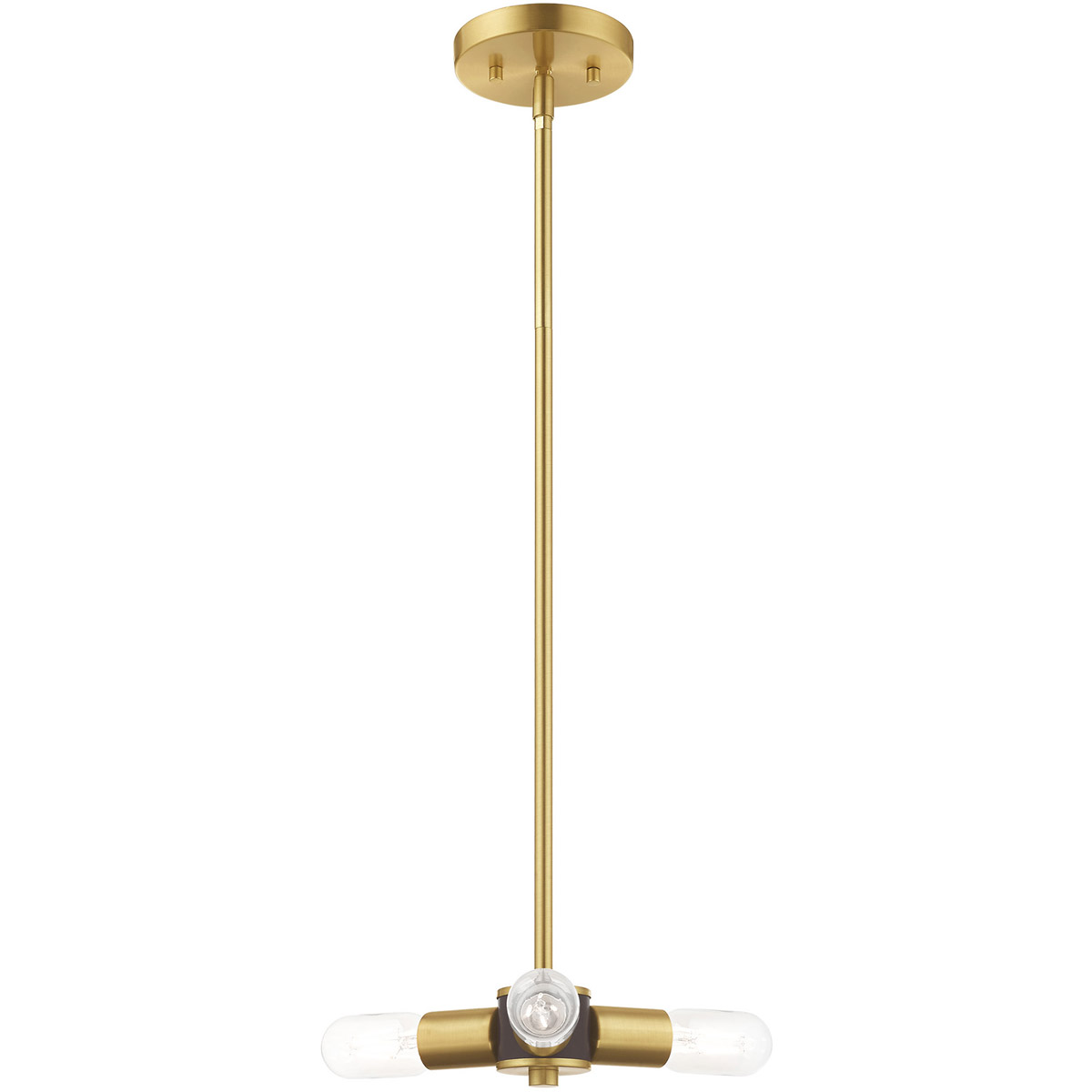 Livex Lighting 51133-12 Copenhagen 3 Light 6.88 inch Satin Brass with Bronze Accents Mini Chandelier Ceiling Light