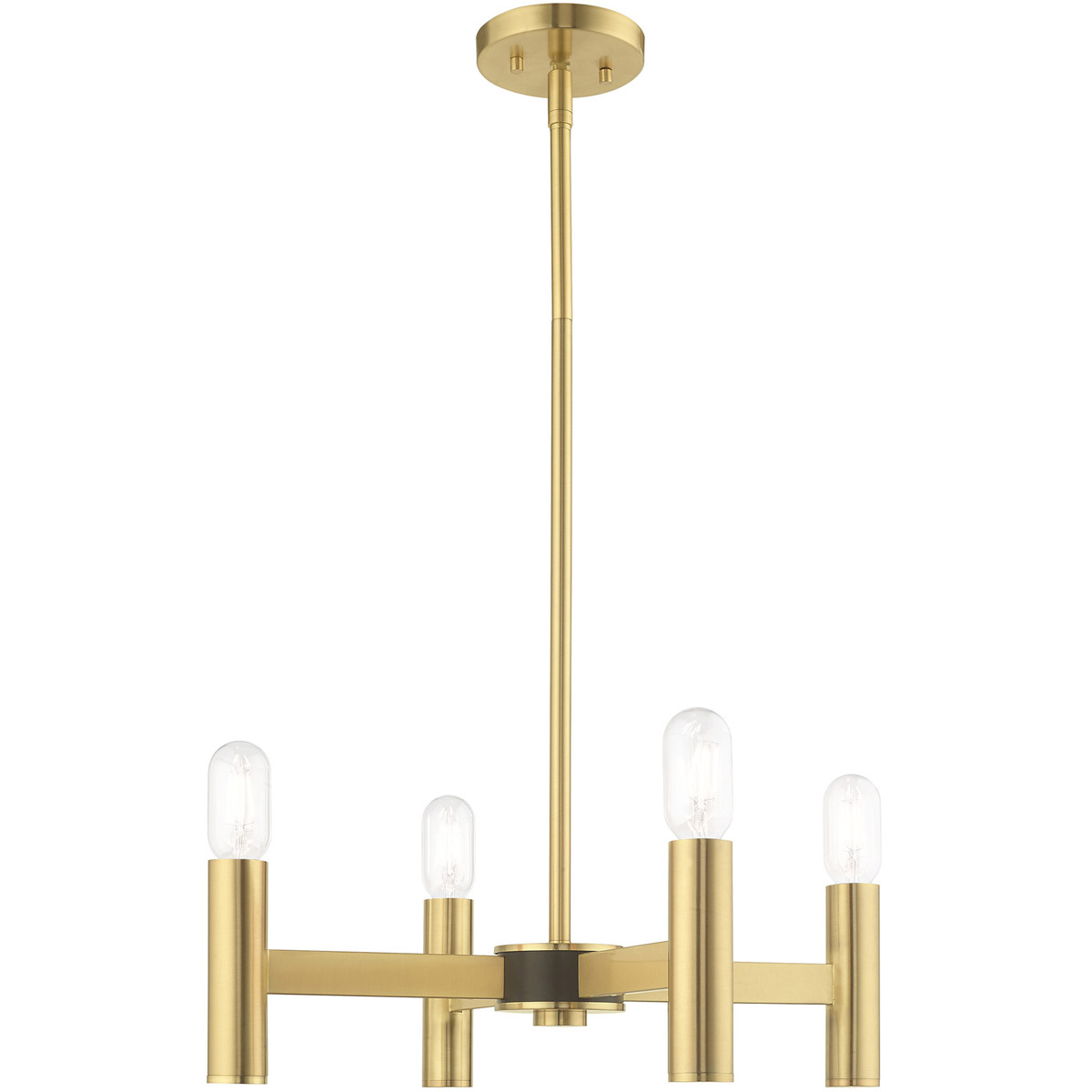 Livex Lighting 51134-12 Copenhagen 4 Light 20 inch Satin Brass with Bronze Accents Chandelier Ceiling Light