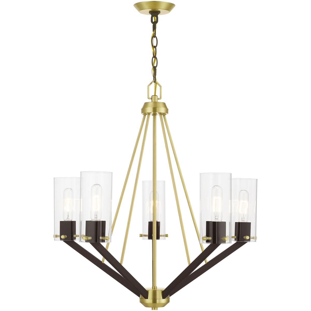 Livex Lighting 51165-12 Beckett 5 Light 26 inch Satin Brass & Bronze Chandelier Ceiling Light