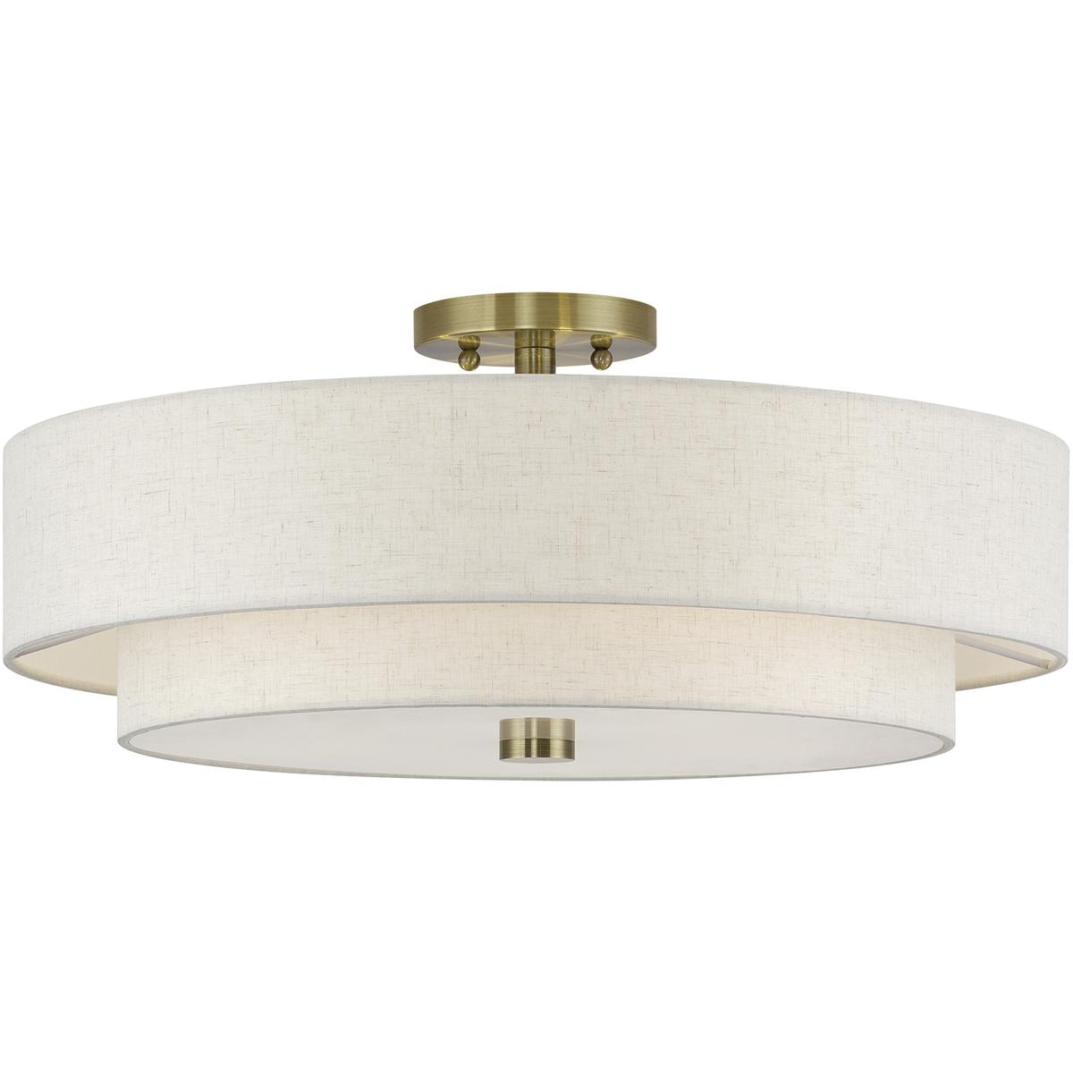Livex Lighting 52139-01 Monroe 5 Light 22 inch Antique Brass Extra Large Semi-Flush Ceiling Light, Extra Large