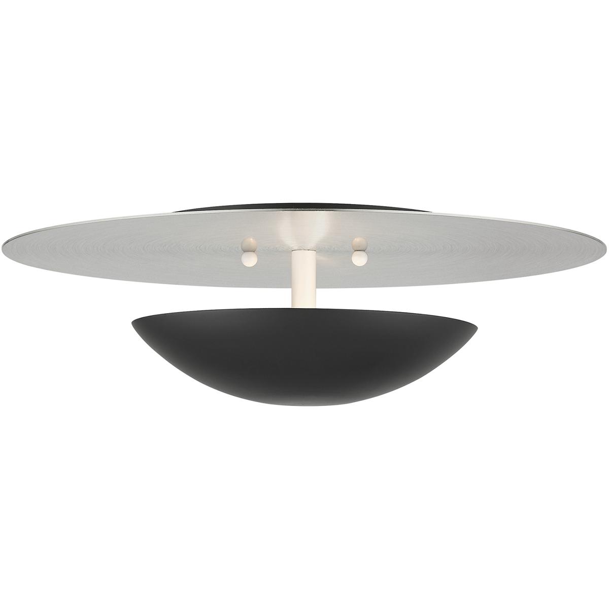 Livex Lighting 56570-04 Ventura 2 Light 15 inch Black with Brushed Nickel Reflector Backplate Large Semi-Flush/Wall Sconce Wall Light, Large
