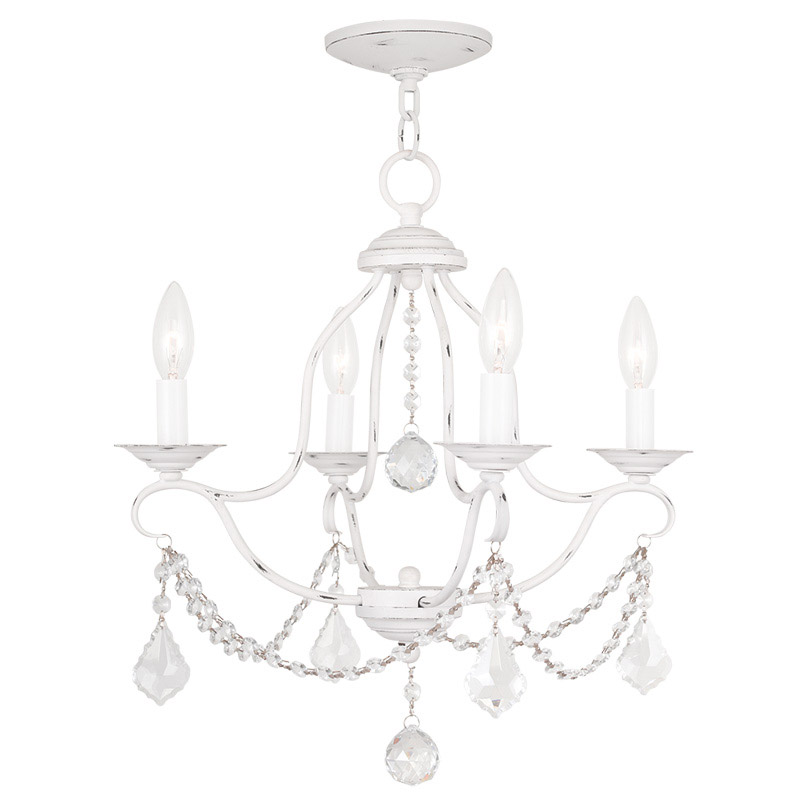 Livex Lighting 6424-60 Chesterfield 4 Light 18 inch Antique White Mini Chandelier Ceiling Light