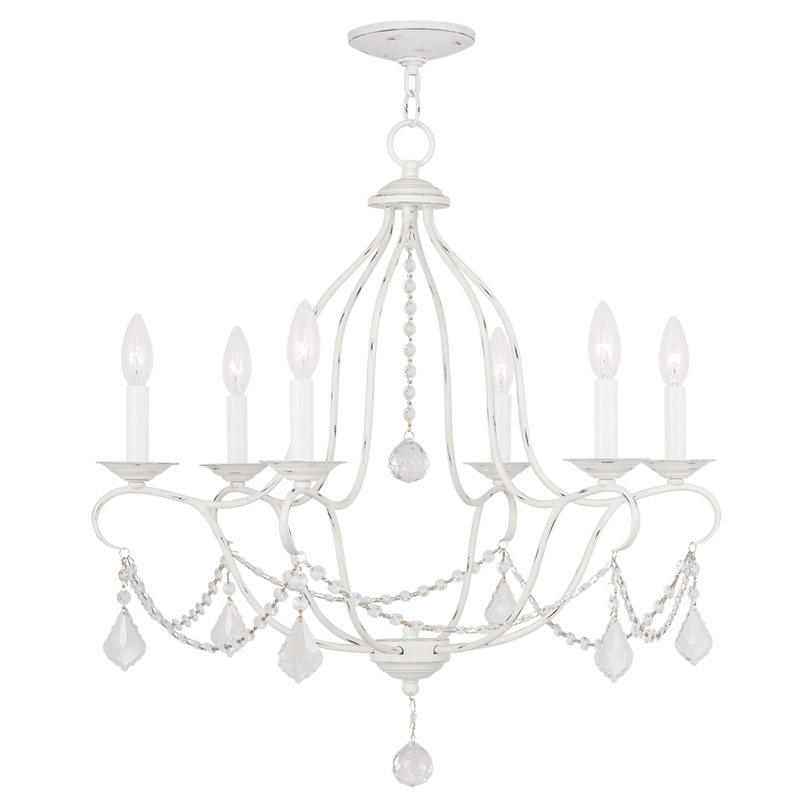 Livex Lighting 6426-60 Chesterfield 6 Light 25 inch Antique White Chandelier Ceiling Light