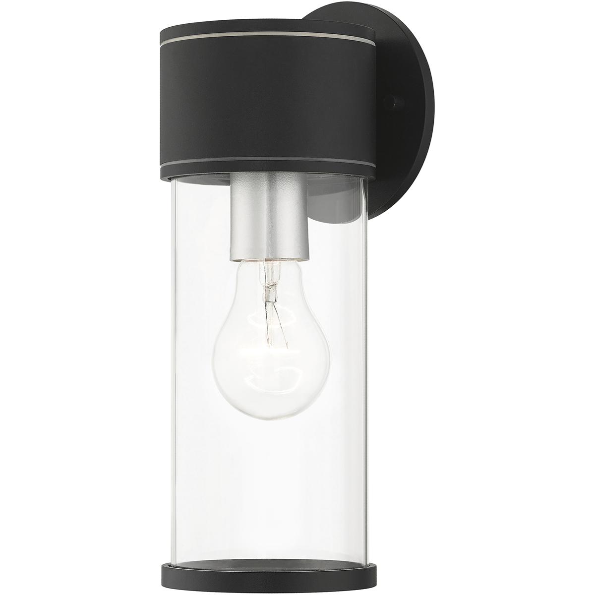 Livex Lighting 71923-14 Atlantic 1 Light 4.5 inch Textured Black with Antique Silver Finish Accents Outdoor Medium Wall Lantern Wall Light