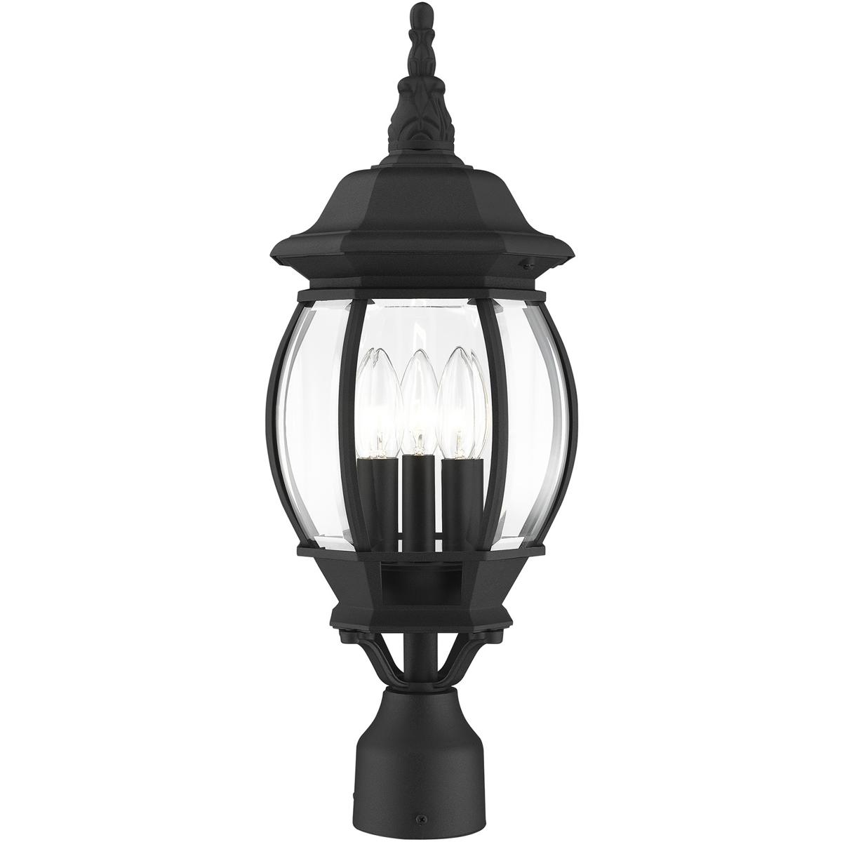 Livex Lighting 7526-14 Frontenac 3 Light 21 inch Textured Black Medium Outdoor Post Top Lantern