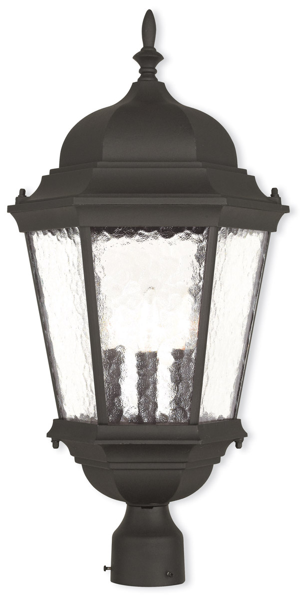 Livex Lighting 7547414 Hamilton 3 Light 275 inch Textured Black Large Outdoor Post Top Lantern