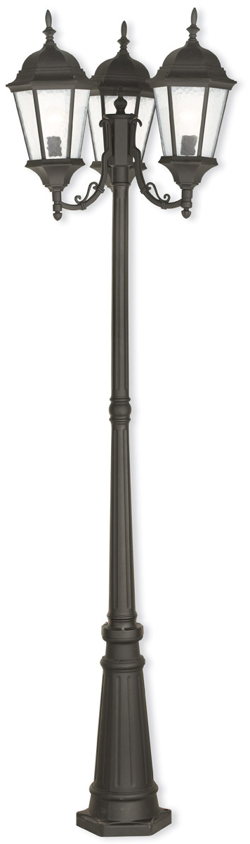 Livex Lighting 7547814 Hamilton 3 Light 86 inch Textured Black Outdoor 3 Head Post