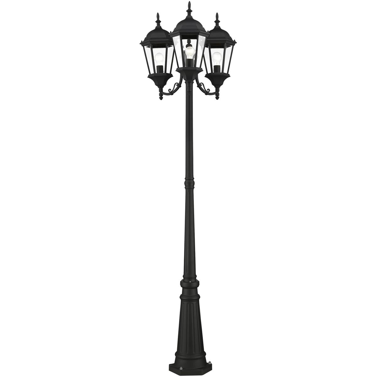 Livex Lighting 755314 Hamilton 3 Light 86 inch Textured Black Outdoor 3 Head Post