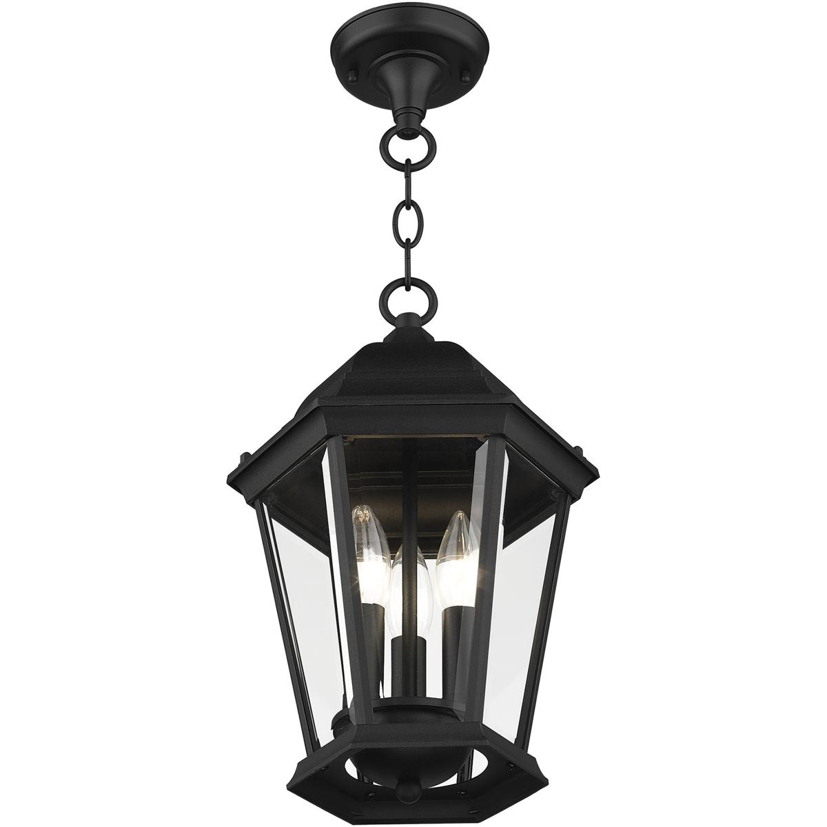 Livex 756414 Hamilton 3 Light 10 inch Textured Black Outdoor Pendant