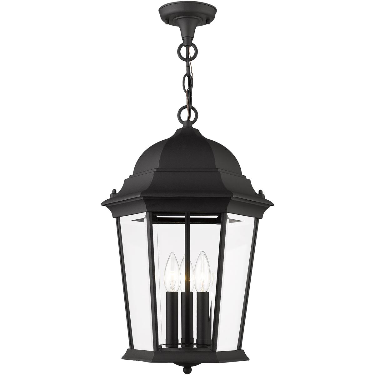 Livex Lighting 756914 Hamilton 3 Light 125 inch Textured Black Large Outdoor Pendant Lantern