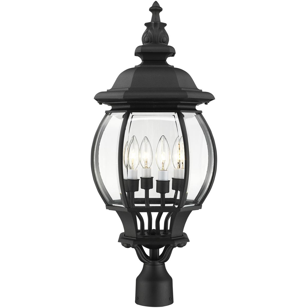 Livex Lighting 7703-14 Frontenac 4 Light 26.5 inch Textured Black Large Outdoor Post Top Lantern