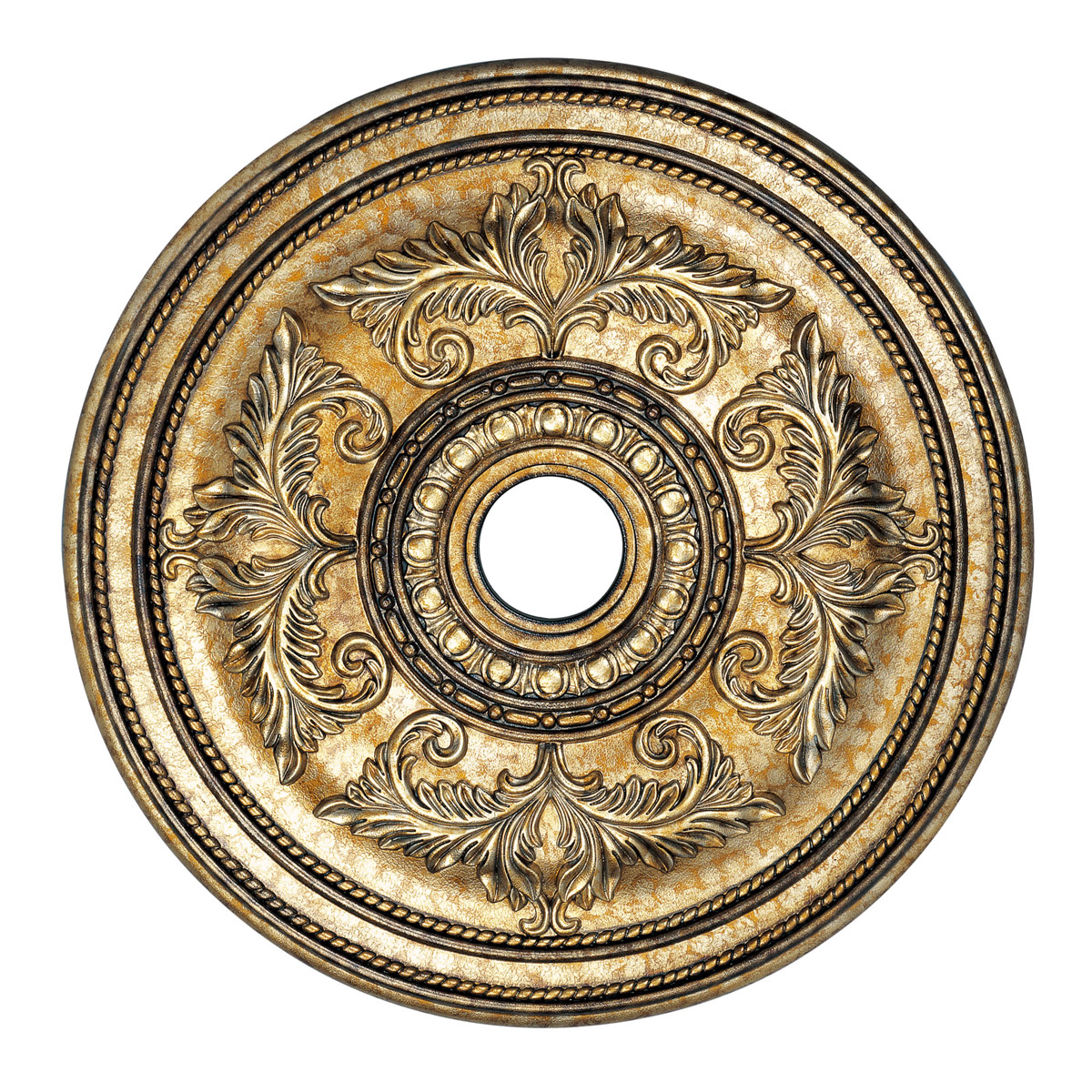 Livex Lighting 8210-65 Versailles Hand Applied Vintage Gold Leaf with Gilded Accents Ceiling Medallion in Hand Painted Vintage Gold Leaf