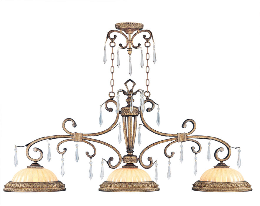 Livex Lighting 8883-65 La Bella 3 Light 52 inch Hand Painted Vintage Gold Leaf Island Ceiling Light