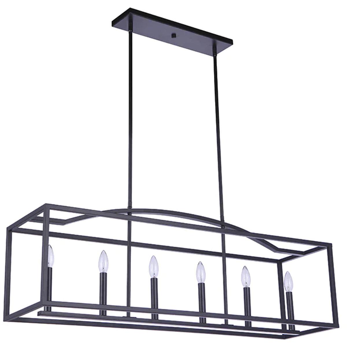 Mariana 710608 Keeley 6 Light 42 inch Black Linear Chandelier Ceiling Light