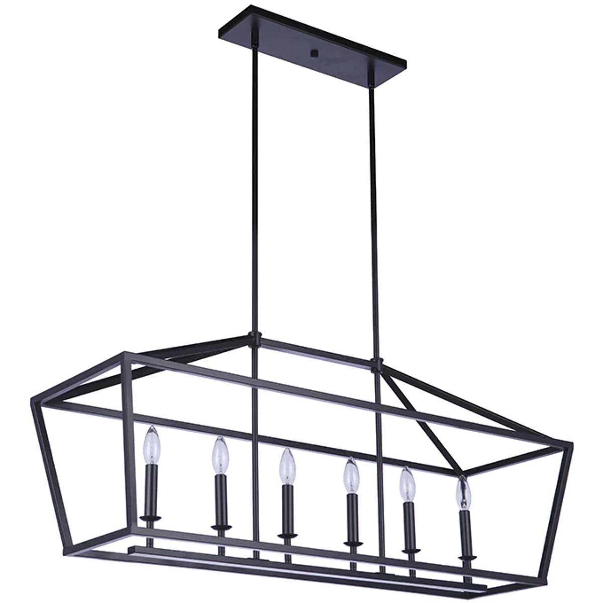 Mariana 810608 Spencer 6 Light 42 inch Black Linear Chandelier Ceiling Light