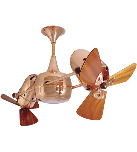 Duplo Dinamico 36 Inch Polished Copper With Mahogany Blades Indoor Outdoor Ceiling Fan