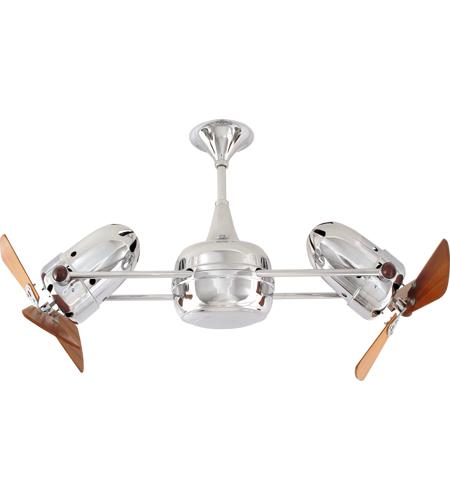 Duplo Dinamico 36 Inch Polished Chrome With Mahogany Blades Indoor Outdoor Ceiling Fan