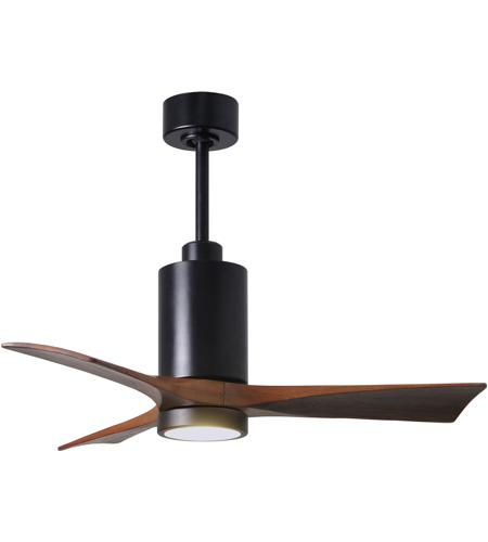 Matthews Fan Co Pa3 Bk Wa 42 Patricia 3 42 Inch Matte Black With Walnut Stained Blades Indoor Outdoor Ceiling Paddle Fan In Walnut Tone