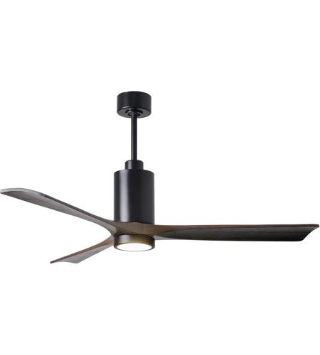 Matthews Fan Co Pa3 Bk Wa 60 Patricia 3 60 Inch Matte Black With Walnut Stained Blades Indoor Outdoor Ceiling Paddle Fan In Walnut Tone