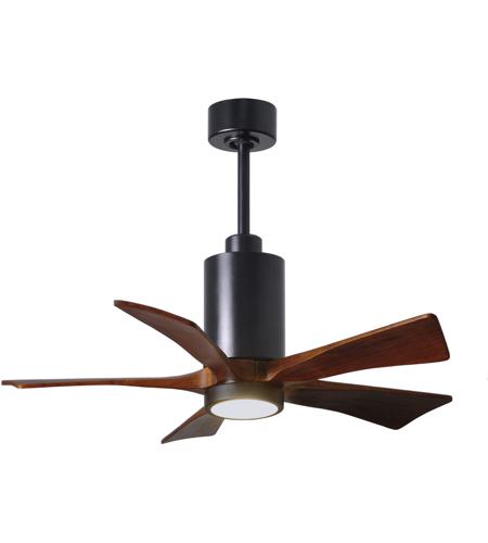 Matthews Fan Co Pa5 Bk Wa 42 Patricia 5 42 Inch Matte Black With Walnut Stained Blades Indoor Outdoor Ceiling Paddle Fan In Walnut Tone