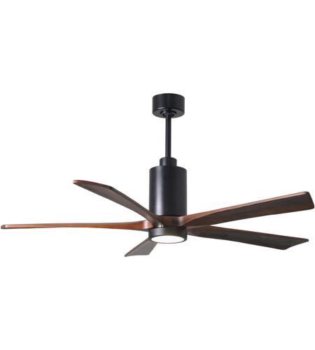 Patricia 5 60 Inch Matte Black With Walnut Stained Blades Indoor Outdoor Ceiling Paddle Fan In Walnut Tone