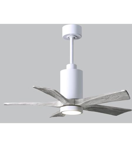 Matthews Fan Co Pa5 Wh Bw 42 Patricia 5 42 Inch Gloss White With Barn Wood Tone Blades Indoor Outdoor Ceiling Paddle Fan