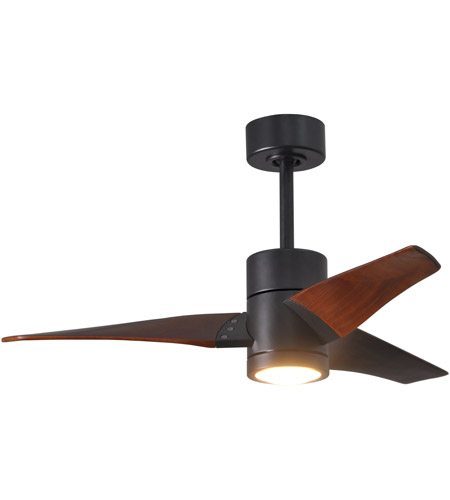 Matthews Fan Co Sj Bk Wn 42 Super Janet 42 Inch Matte Black With Walnut Stained Blades Indoor Outdoor Ceiling Paddle Fan In Walnut Tone