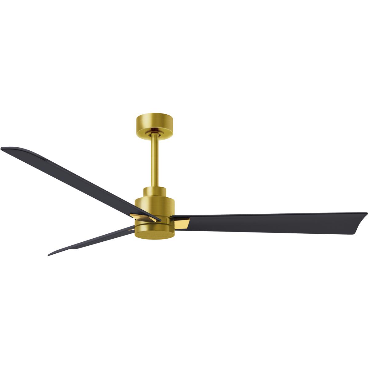 Matthews Fan Co AK-BRBR-BK-56 Atlas Alessandra 56 inch Brushed Brass with Matte Black Blades Transitional Ceiling Fan
