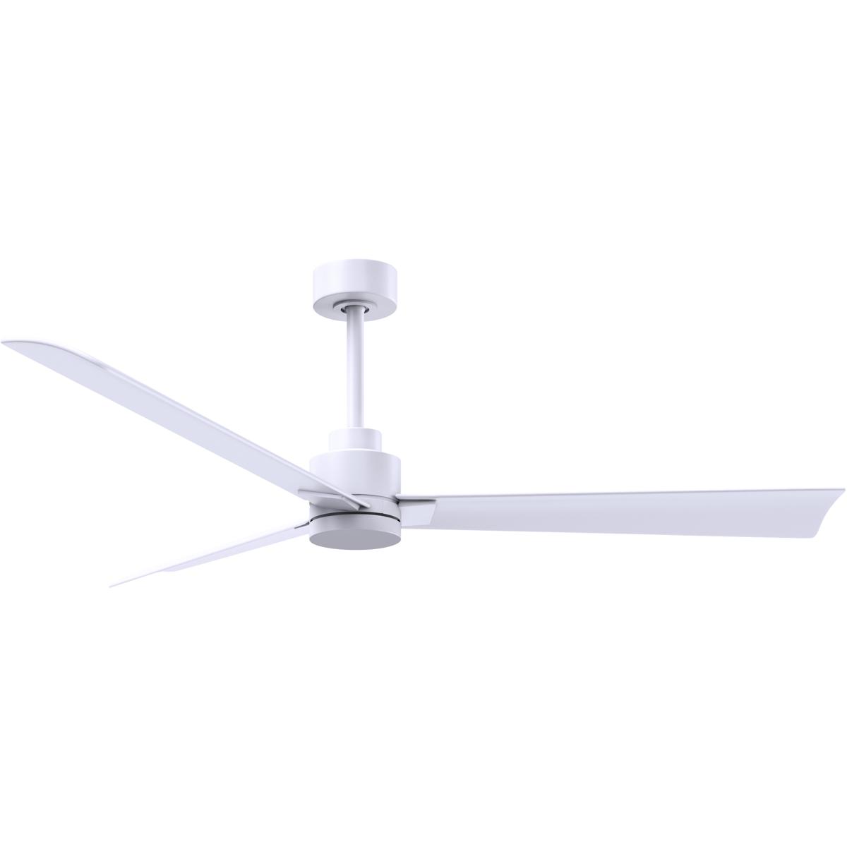 Atlas AK-MWH-MWH-56 56 in. Alessandra 3-Blade Transitional Ceiling Fan with Matte White Blades, Matte White