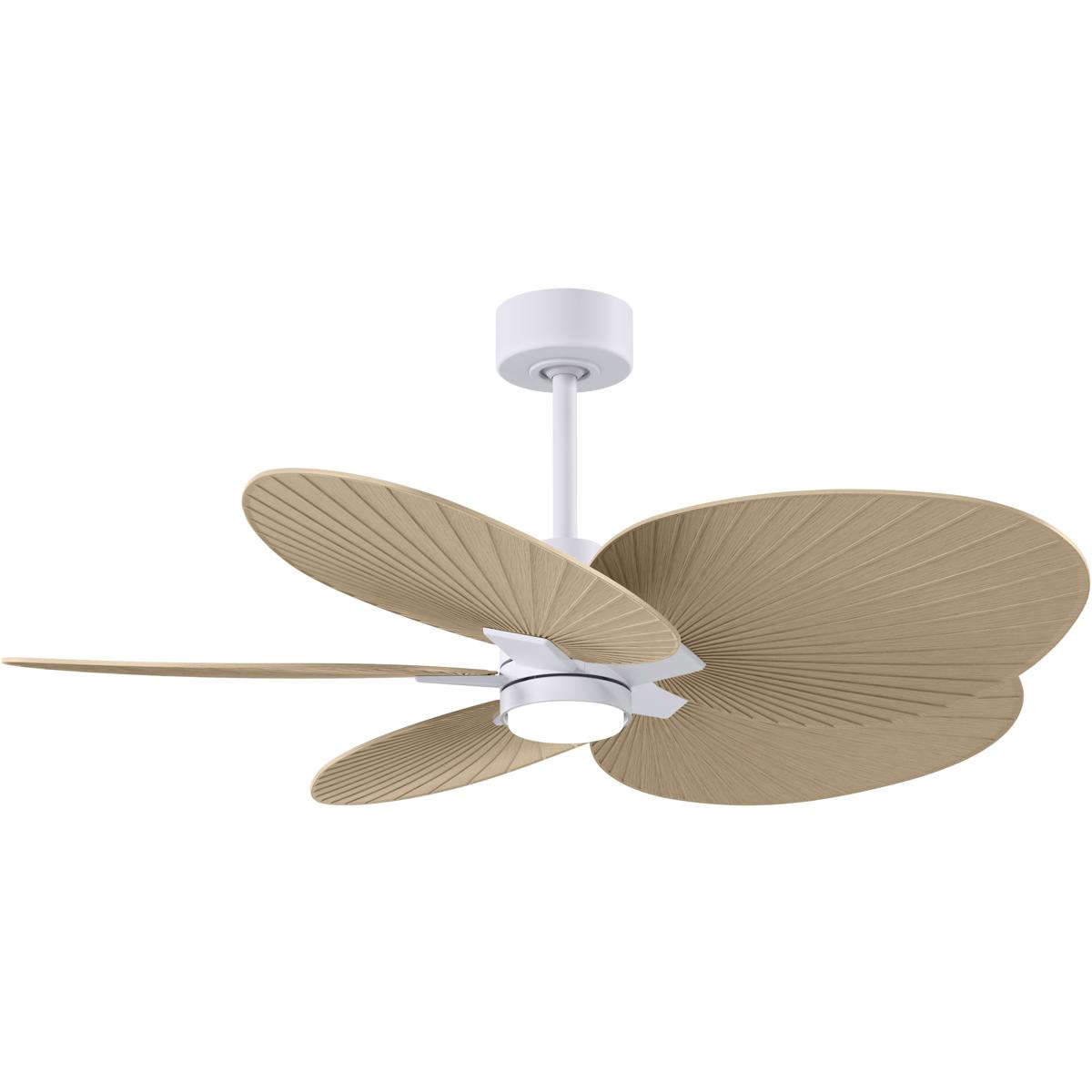 Matthews Fan Co AKTPLK-MWH-LM Atlas Alessandra Tropical - LK 48 inch Matte White with Light Maple Tone Blades Ceiling Fan