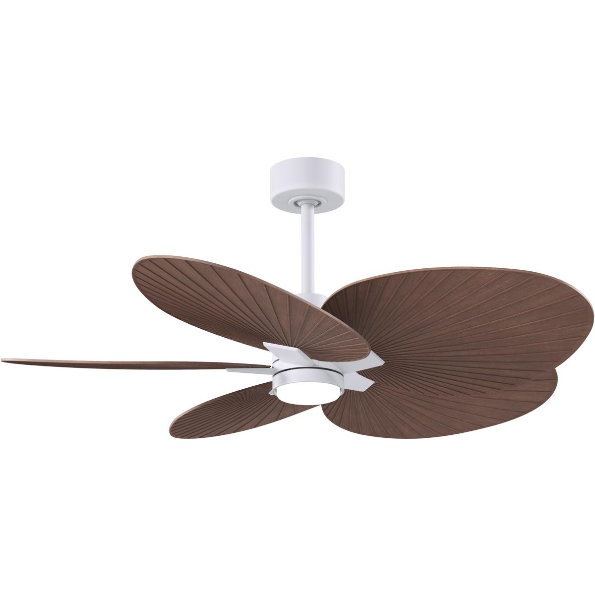 Matthews Fan Co AKTPLK-MWH-WN Atlas Alessandra Tropical - LK 48 inch Matte White with Walnut Tone Blades Ceiling Fan