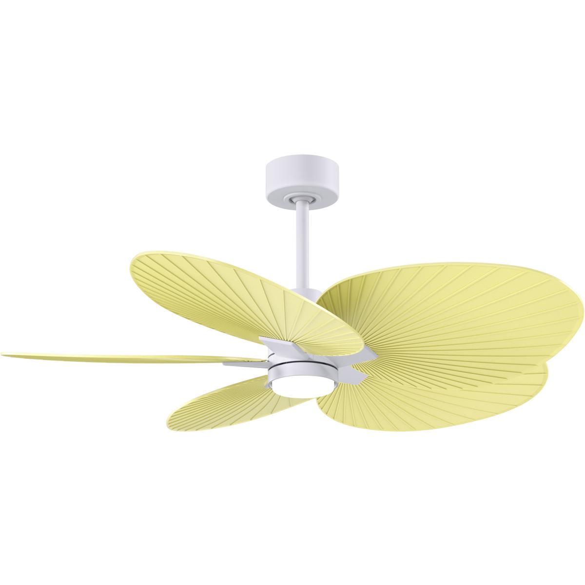Matthews Fan Co AKTPLK-MWH-YE Atlas Alessandra Tropical - LK 48 inch Matte White with Light Yellow Blades Ceiling Fan