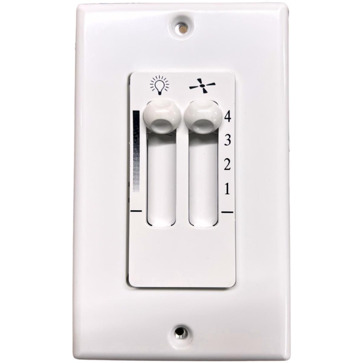 Matthews Fan AT-AC-WC-SS AC Motor 3 Wire System 4 Speed Control, White - LED Dimmable