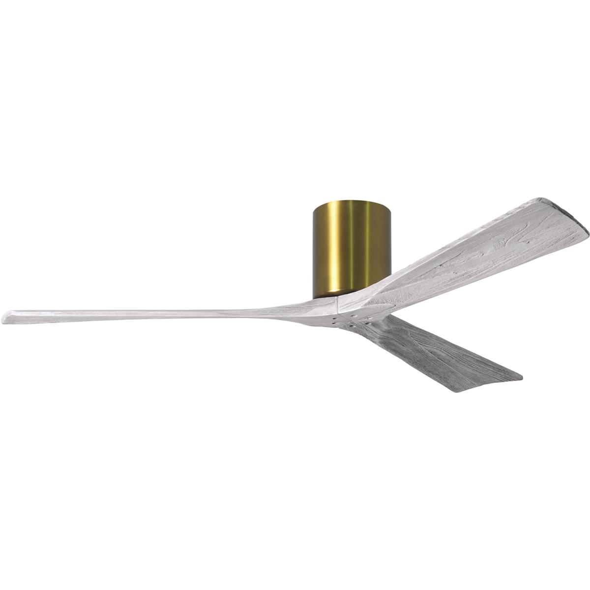 Matthews Fan Co IR3H-BRBR-BW-60 Atlas Irene-3H 60 inch Brushed Brass with Barn Wood Tone Blades Flush Mount Paddle Fan, Flush Mounted