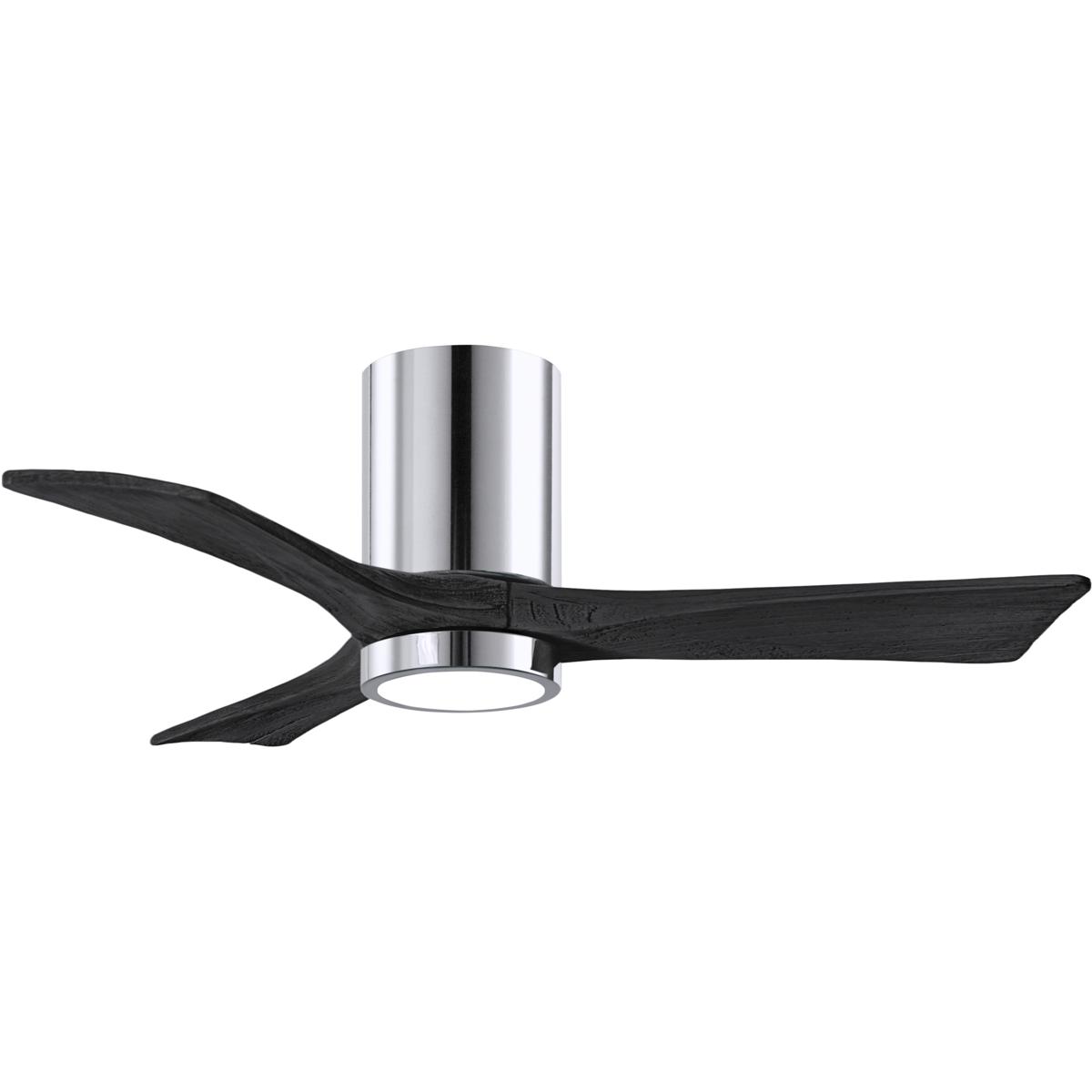 Atlas IR3HLK-CR-BK-42 42 in. Irene-3HLK Flush Mounted Ceiling Fan in Polished Chrome & Matte Black Blades With Integrated LED Light Kit