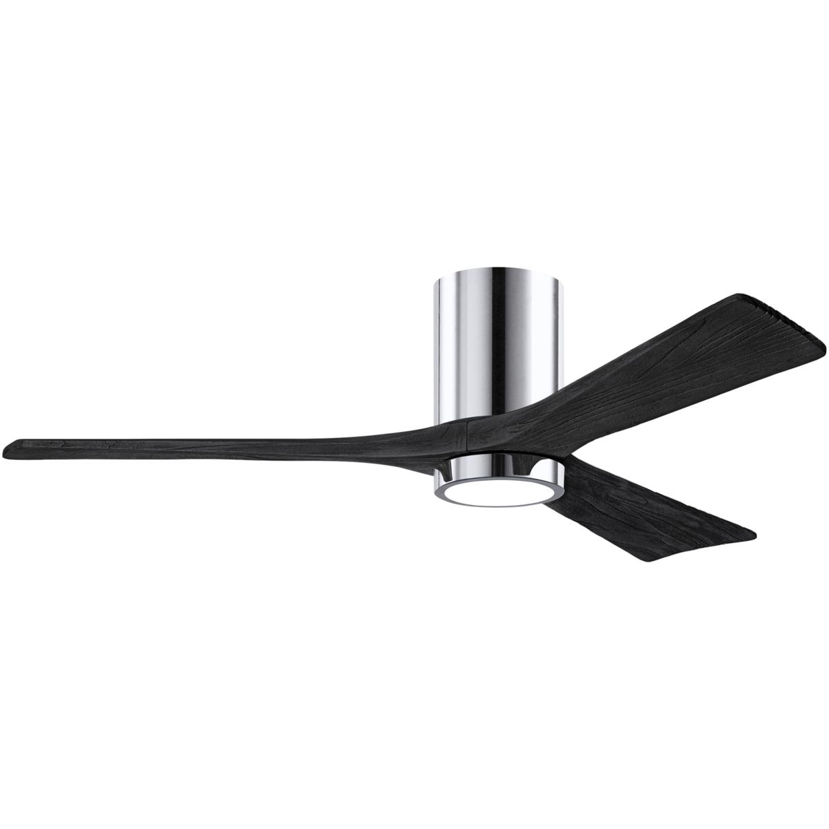 Atlas IR3HLK-CR-BK-52 52 in. Irene-3HLK Flush Mounted Ceiling Fan in Polished Chrome & Matte Black Blades With Integrated LED Light Kit