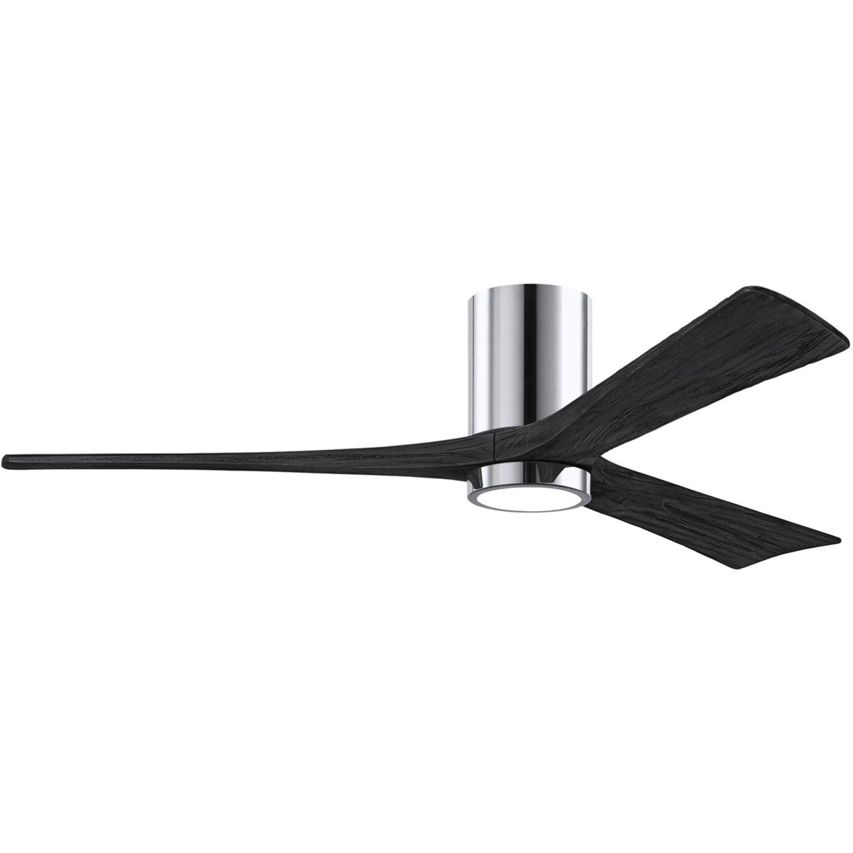 Atlas IR3HLK-CR-BK-60 60 in. Irene-3HLK Flush Mounted Ceiling Fan in Polished Chrome & Matte Black Blades With Integrated LED Light Kit