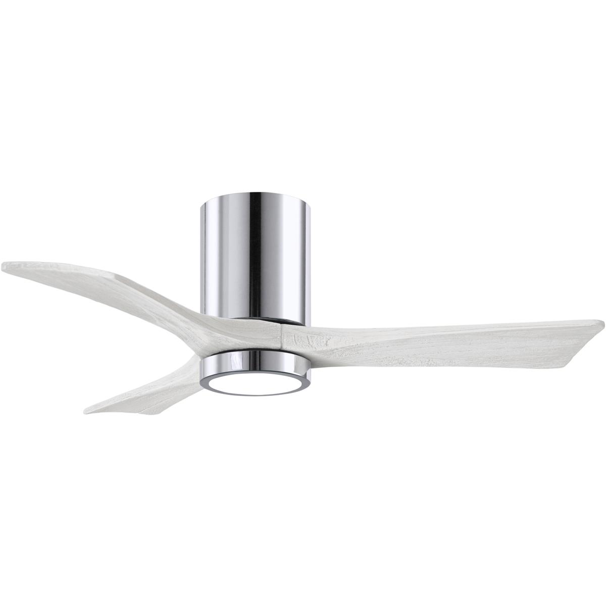 Atlas IR3HLK-CR-MWH-42 42 in. Irene-3HLK Flush Mounted Ceiling Fan in Polished Chrome & Matte White Blades With Integrated LED Light Kit