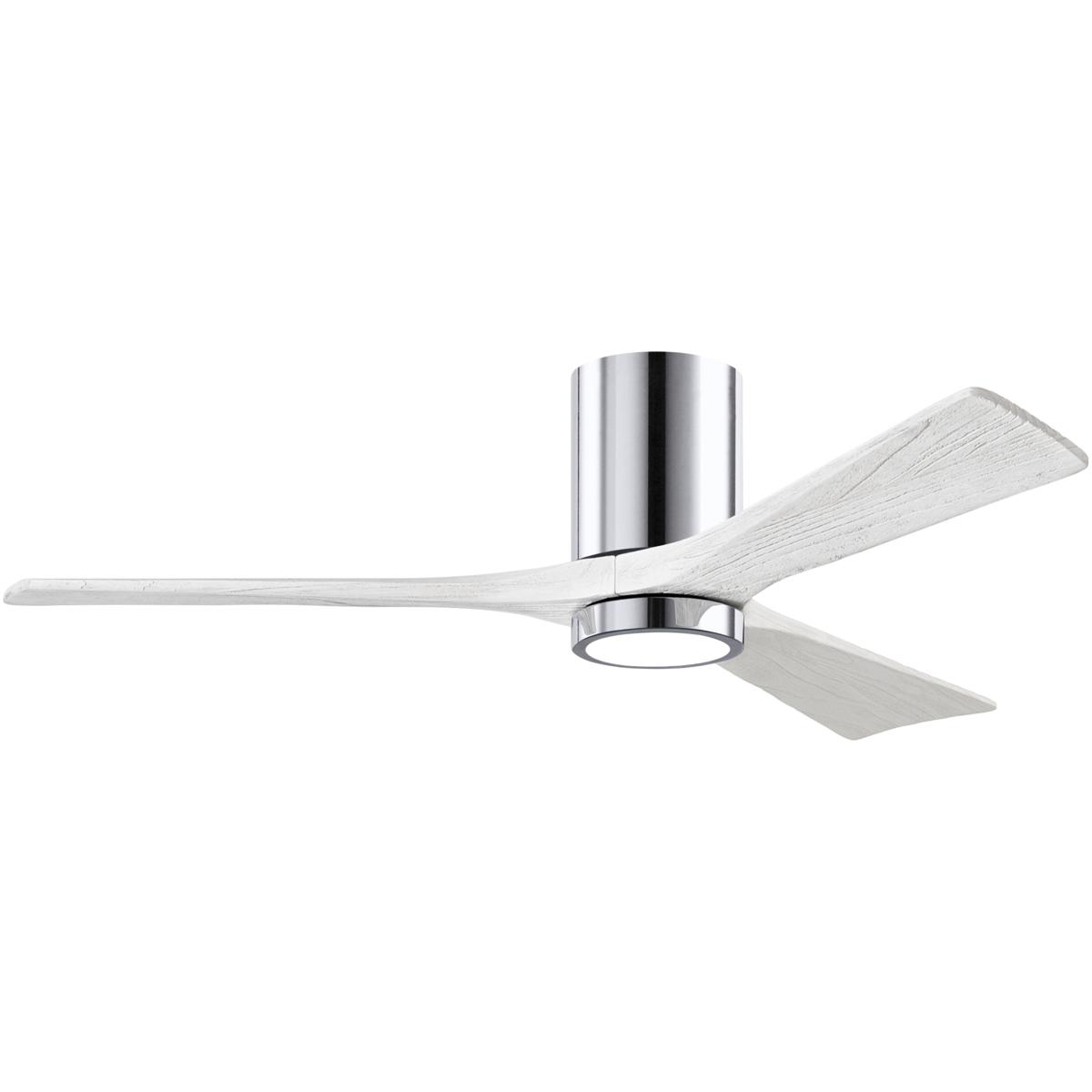 Atlas IR3HLK-CR-MWH-52 52 in. Irene-3HLK Flush Mounted Ceiling Fan in Polished Chrome & Matte White Blades With Integrated LED Light Kit