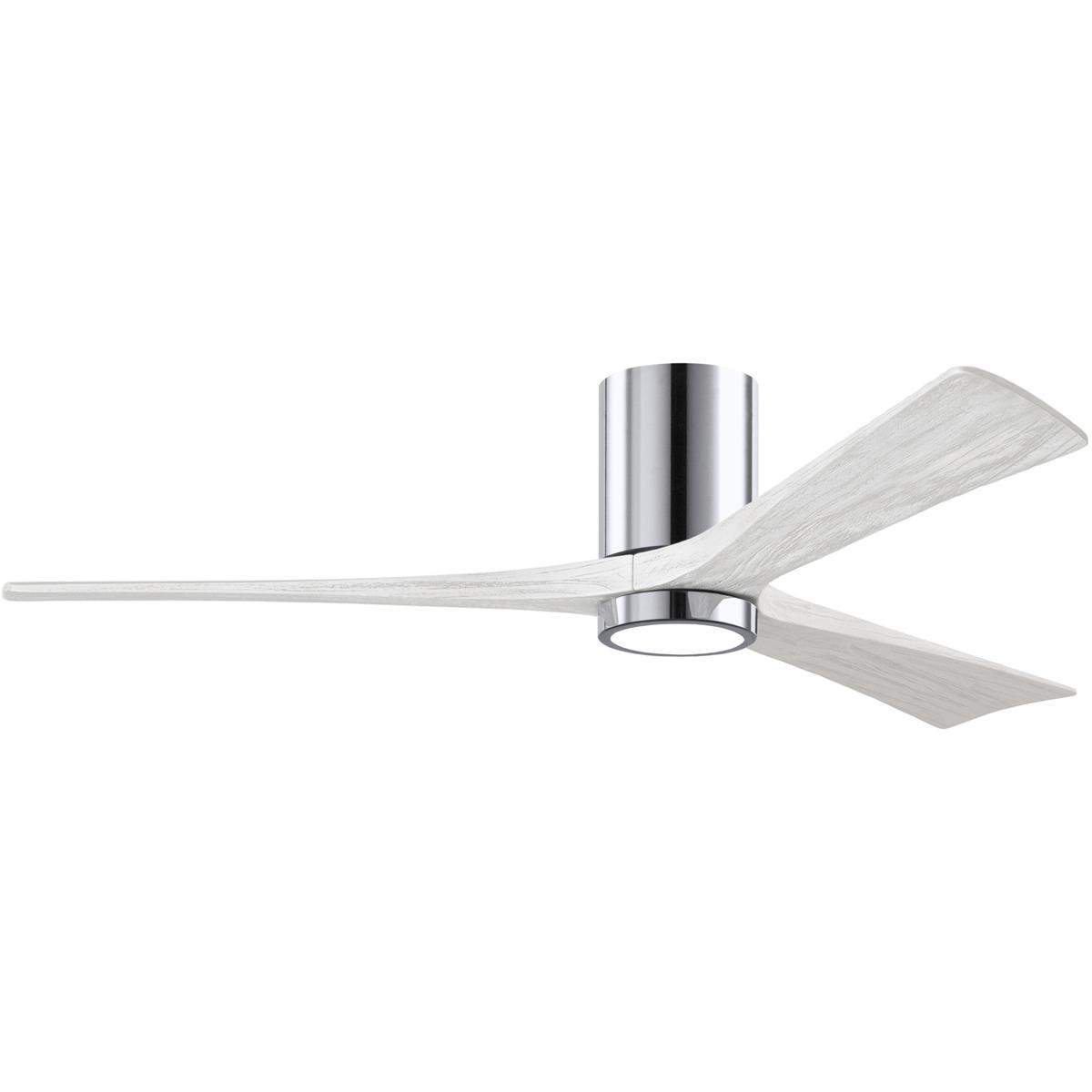 Atlas IR3HLK-CR-MWH-60 60 in. Irene-3HLK Flush Mounted Ceiling Fan in Polished Chrome & Matte White Blades With Integrated LED Light Kit