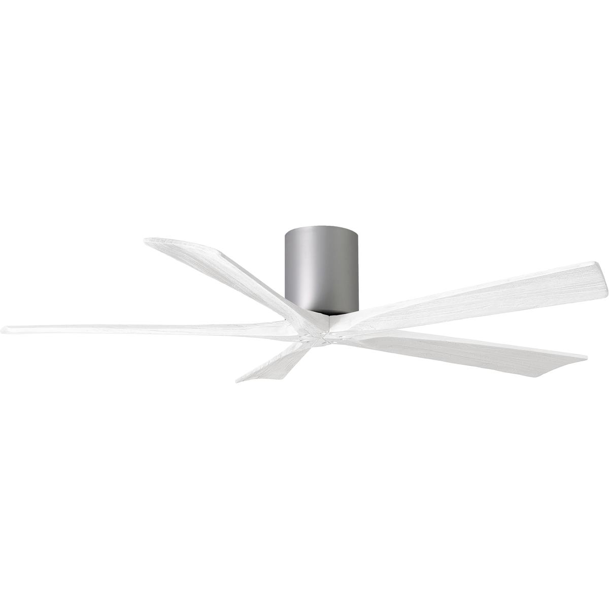 Matthews Fan Co IR5H-BN-MWH-60 Atlas Irene-5H 60 inch Brushed Nickel with Matte White Blades Flush Mount Paddle Fan, Flush Mounted
