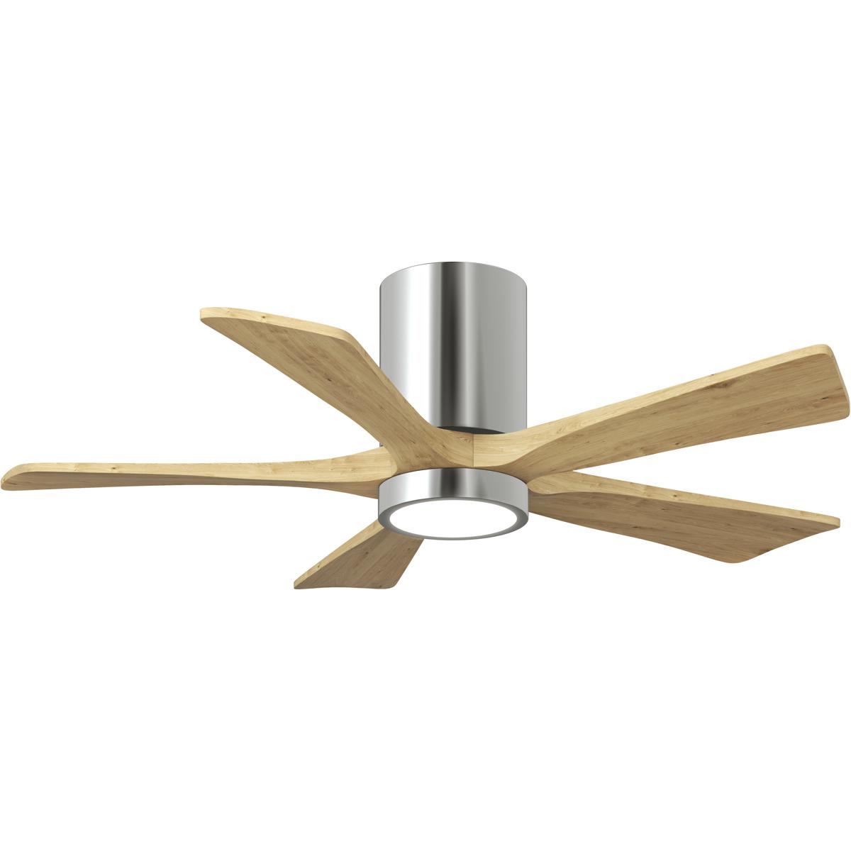 Matthews Fan Co IR5HLK-CR-LM-42 Atlas Irene-5HLK 42 inch Polished Chrome with Light Maple Tone Blades Flush Mount Paddle Fan